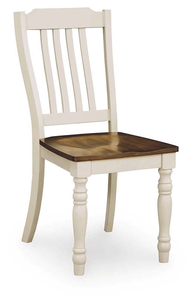 Wirloni Antique White/Brown Dining Chair, Set of 2 - PCD616-01