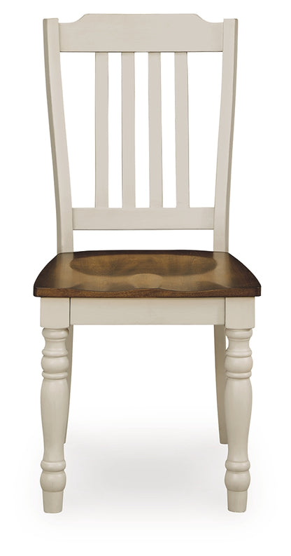 Wirloni Antique White/Brown Dining Chair, Set of 2 - PCD616-01