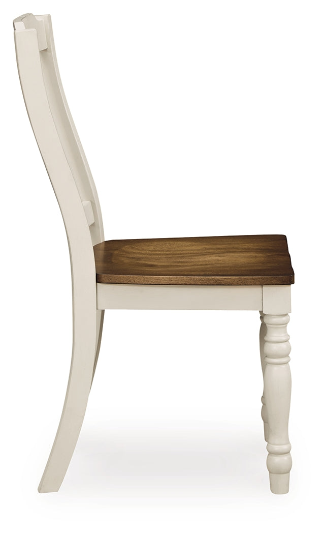 Wirloni Antique White/Brown Dining Chair, Set of 2 - PCD616-01