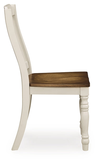 Wirloni Antique White/Brown Dining Chair, Set of 2 - PCD616-01