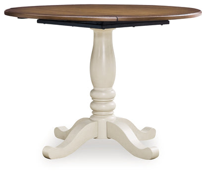 Wirloni Antique White/Brown Dining Drop Leaf Table - PCD616-15