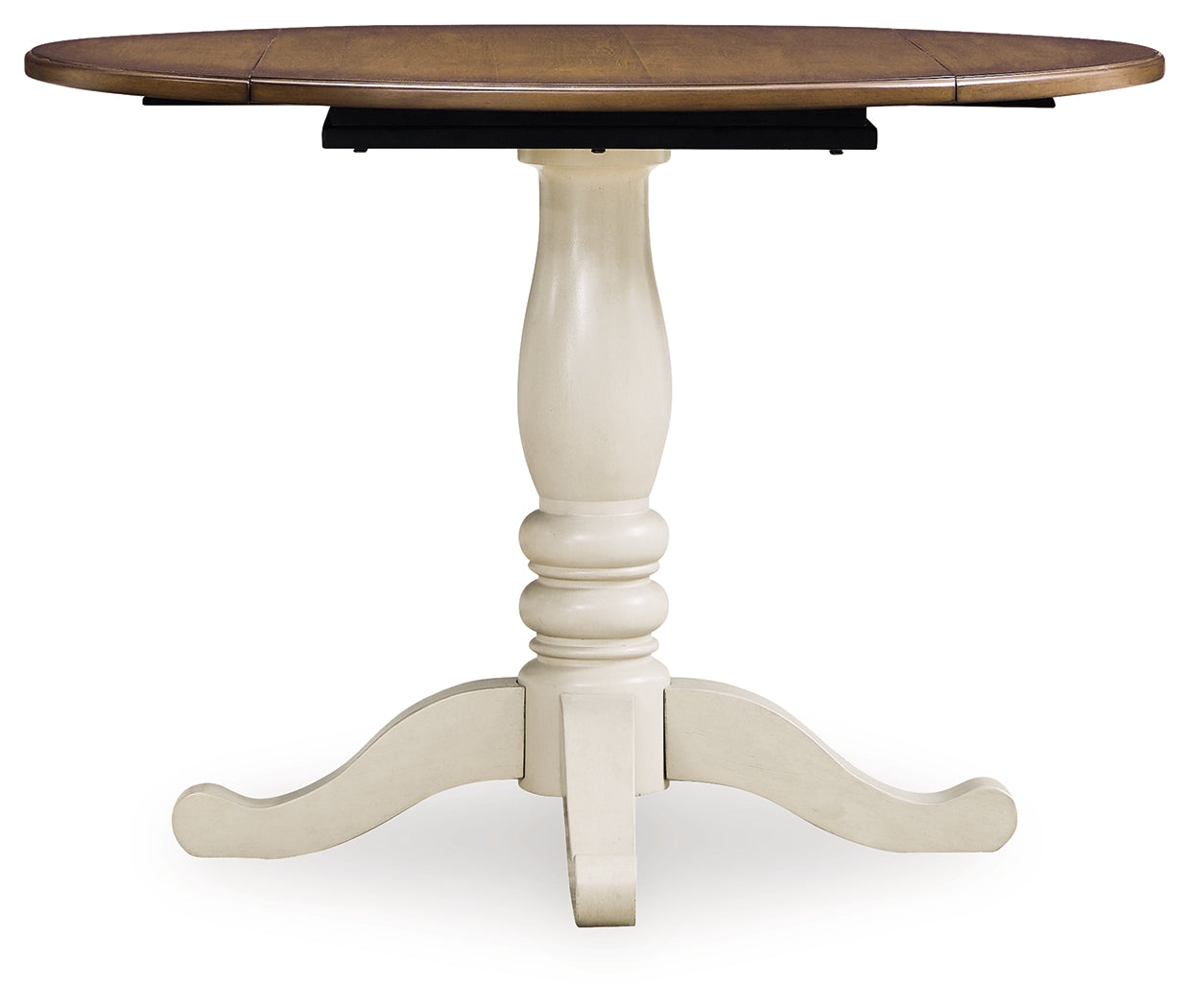 Wirloni Antique White/Brown Dining Drop Leaf Table - PCD616-15
