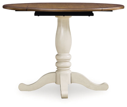 Wirloni Antique White/Brown Dining Drop Leaf Table - PCD616-15
