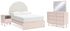 Wistenpine Full Upholstered Panel Bed with Mirrored Dresser and Nightstand in Blush - PKG018723