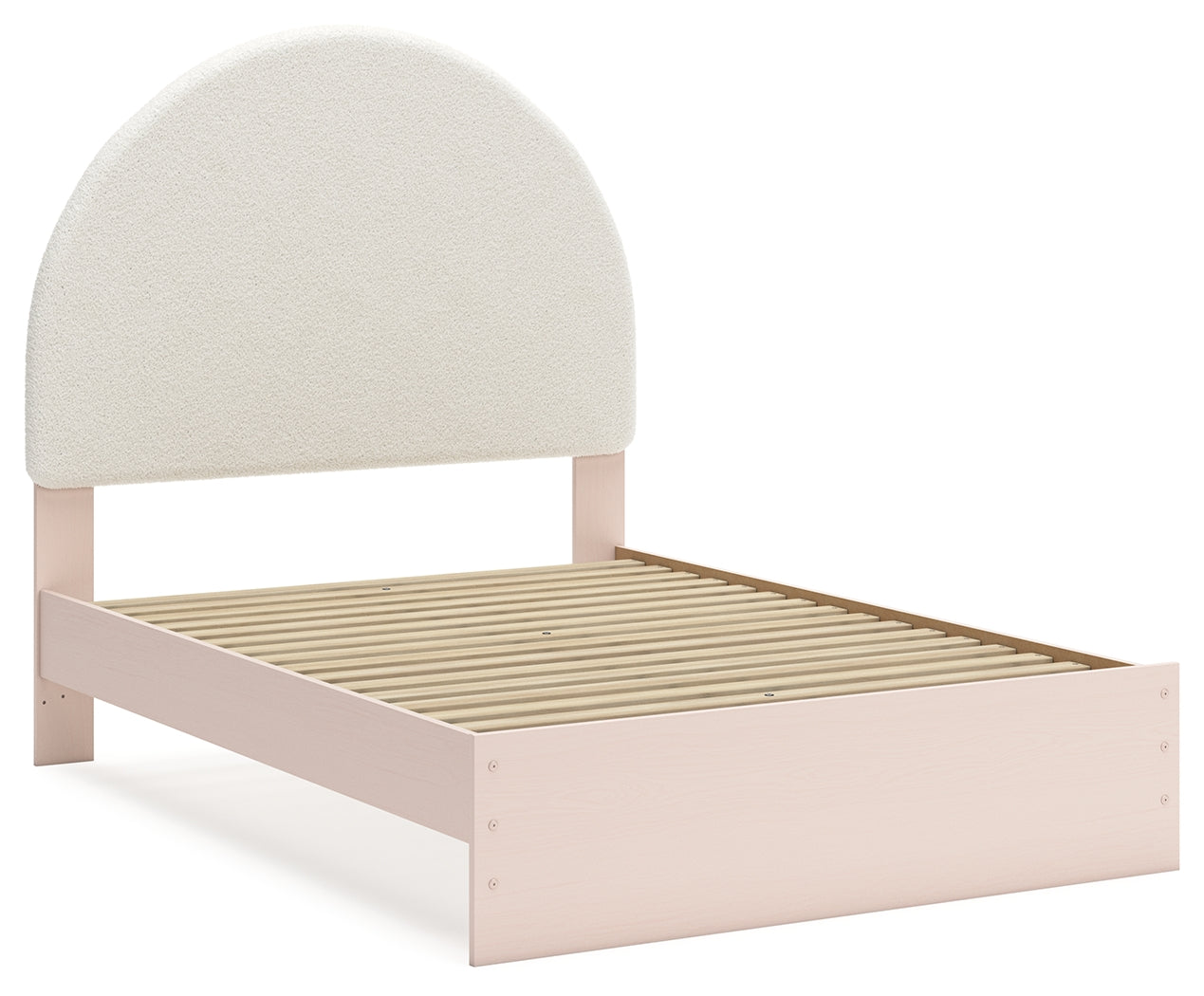 Wistenpine Full Upholstered Panel Bed with Mirrored Dresser in Blush - PKG018722