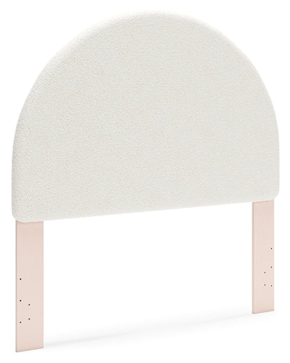 Wistenpine Full Upholstered Panel Headboard with 2 Nightstands in Blush - PKG018934