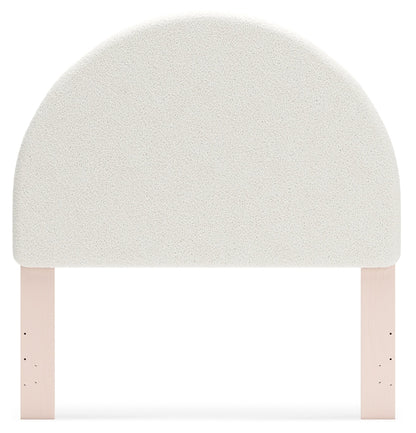 Wistenpine Full Upholstered Panel Headboard with Dresser and 2 Nightstands in Blush - PKG018933