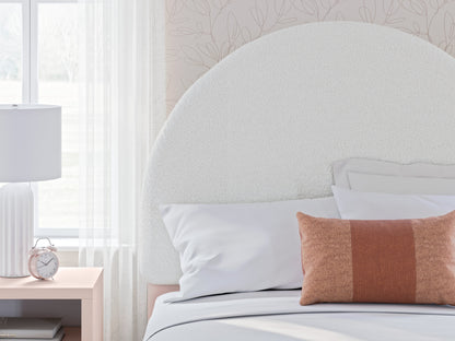 Wistenpine Full Upholstered Panel Headboard with Dresser in Blush - PKG018716