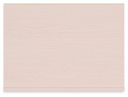 Wistenpine Full Upholstered Panel Headboard with Mirrored Dresser and 2 Nightstands in Blush - PKG018931