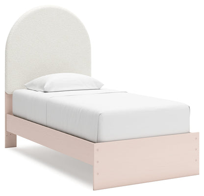 Wistenpine Twin Upholstered Panel Bed with Dresser and 2 Nightstands in Blush - PKG018937