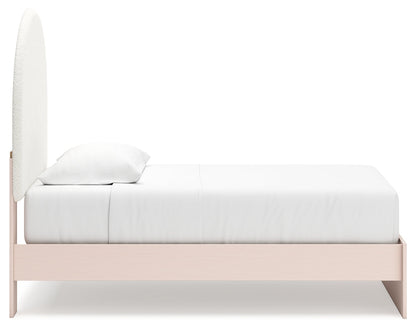 Wistenpine Twin Upholstered Panel Bed with Dresser and 2 Nightstands in Blush - PKG018937