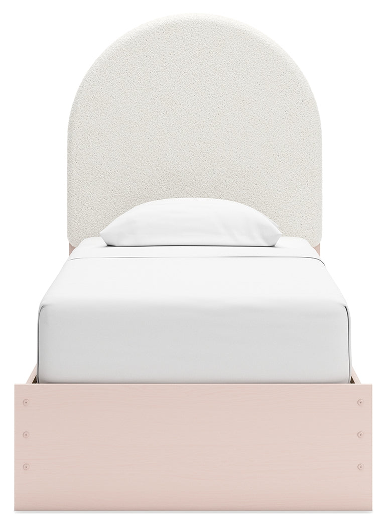 Wistenpine Twin Upholstered Panel Bed with Dresser in Blush - PKG018721