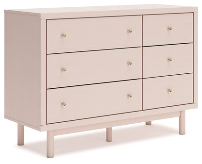 Wistenpine Twin Upholstered Panel Bed with Dresser in Blush - PKG018721