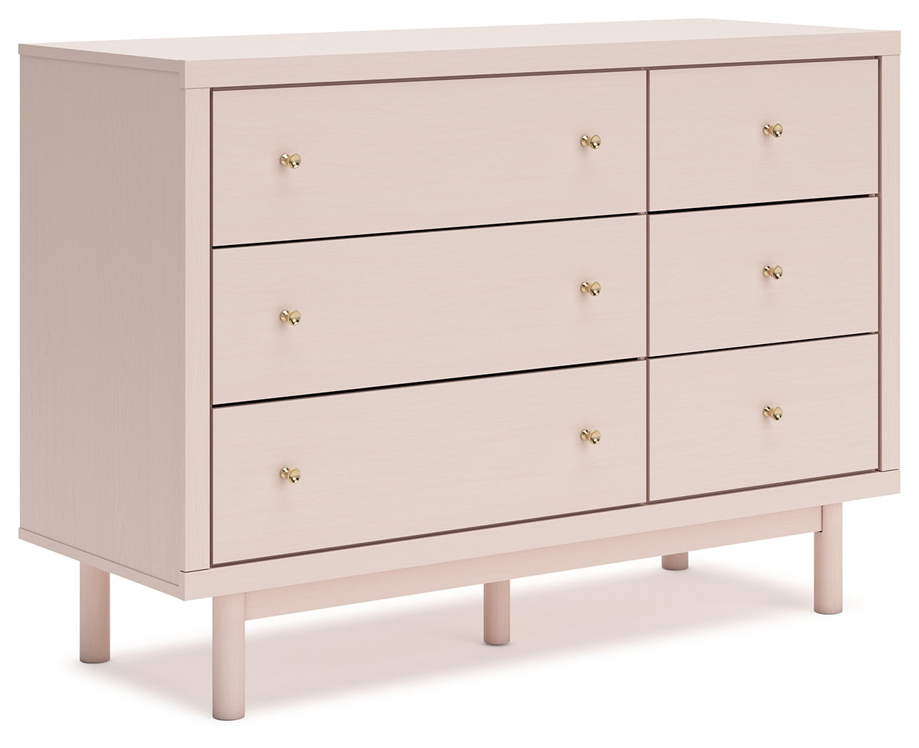 Wistenpine Twin Upholstered Panel Headboard with Dresser in Blush - PKG018711