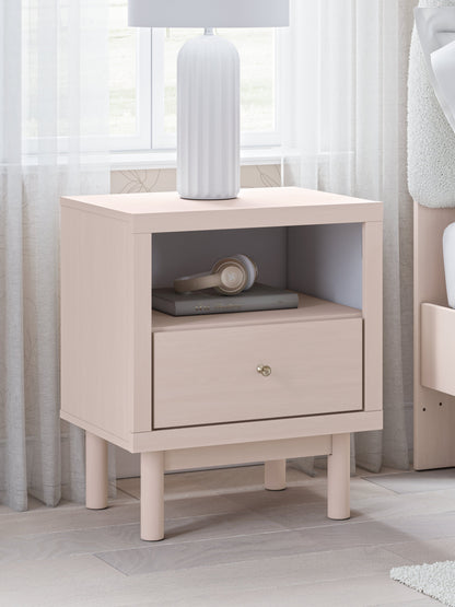 Wistenpine Twin Upholstered Panel Headboard with Nightstand in Blush - PKG018930