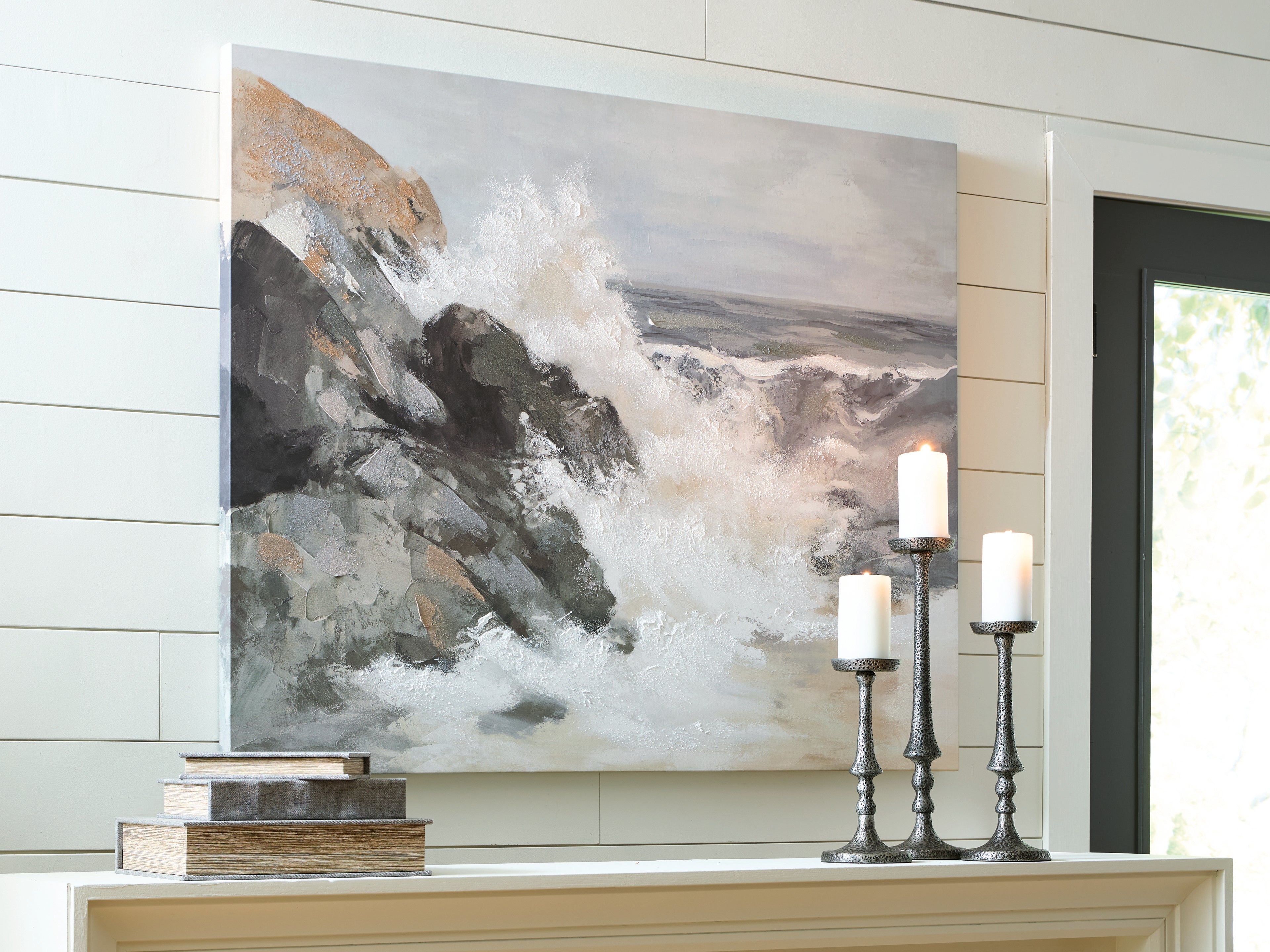 Worthner Tan/Gray/White Wall Art - A8000483