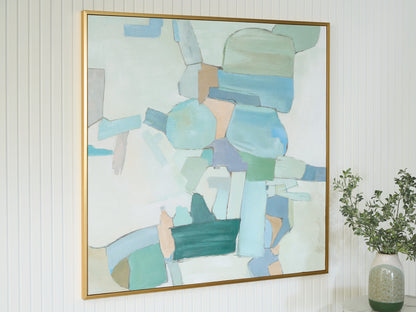 Wynburn White/Blue/Green Wall Art - A8000442