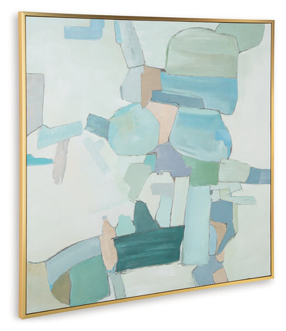 Wynburn White/Blue/Green Wall Art - A8000442