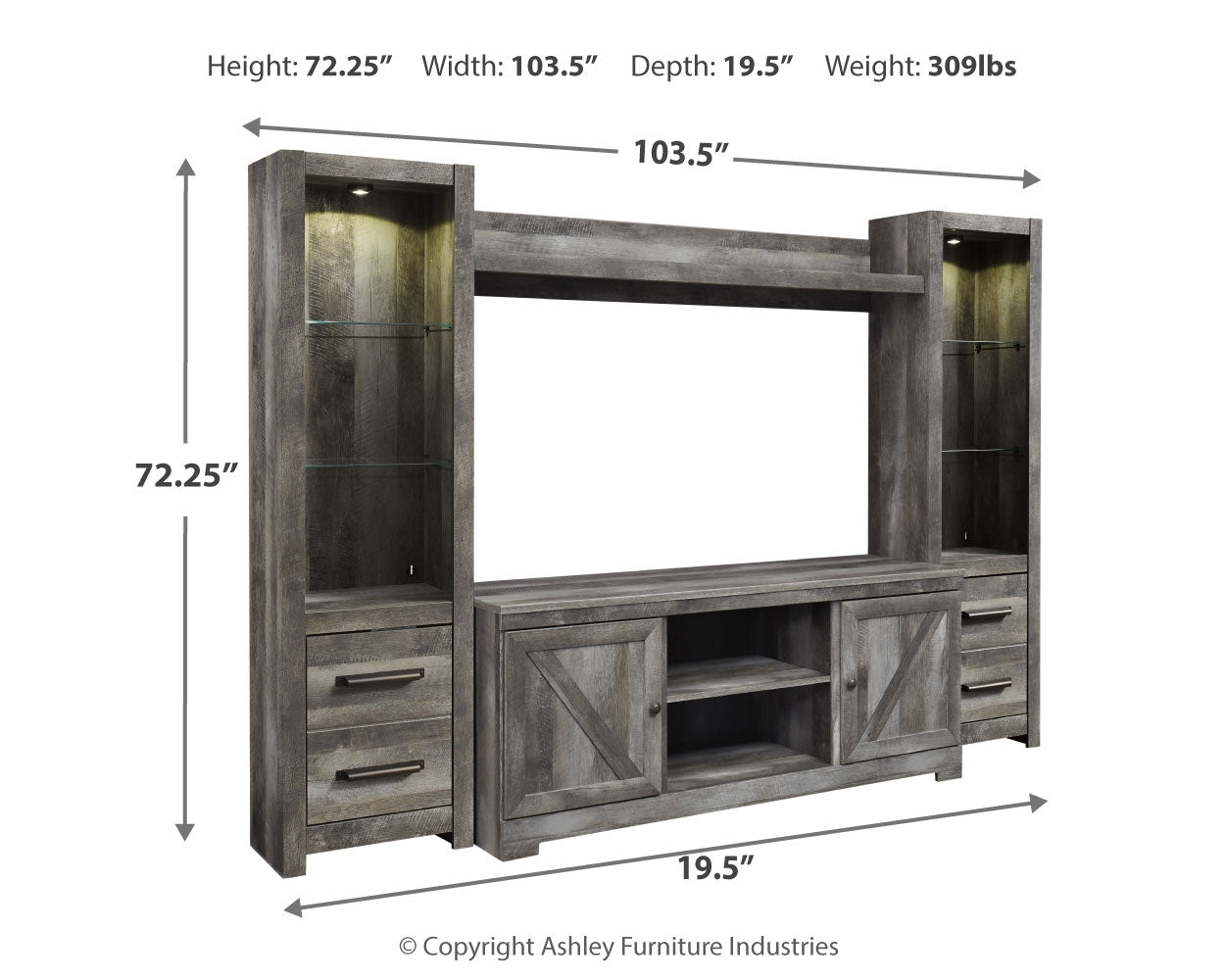Wynnlow Gray 4-Piece Entertainment Center - W440W2