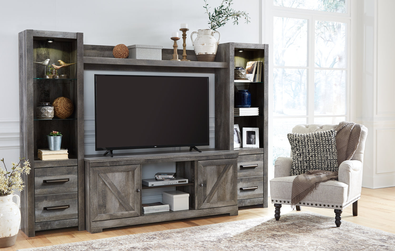 Wynnlow Gray 4-Piece Entertainment Center - W440W2