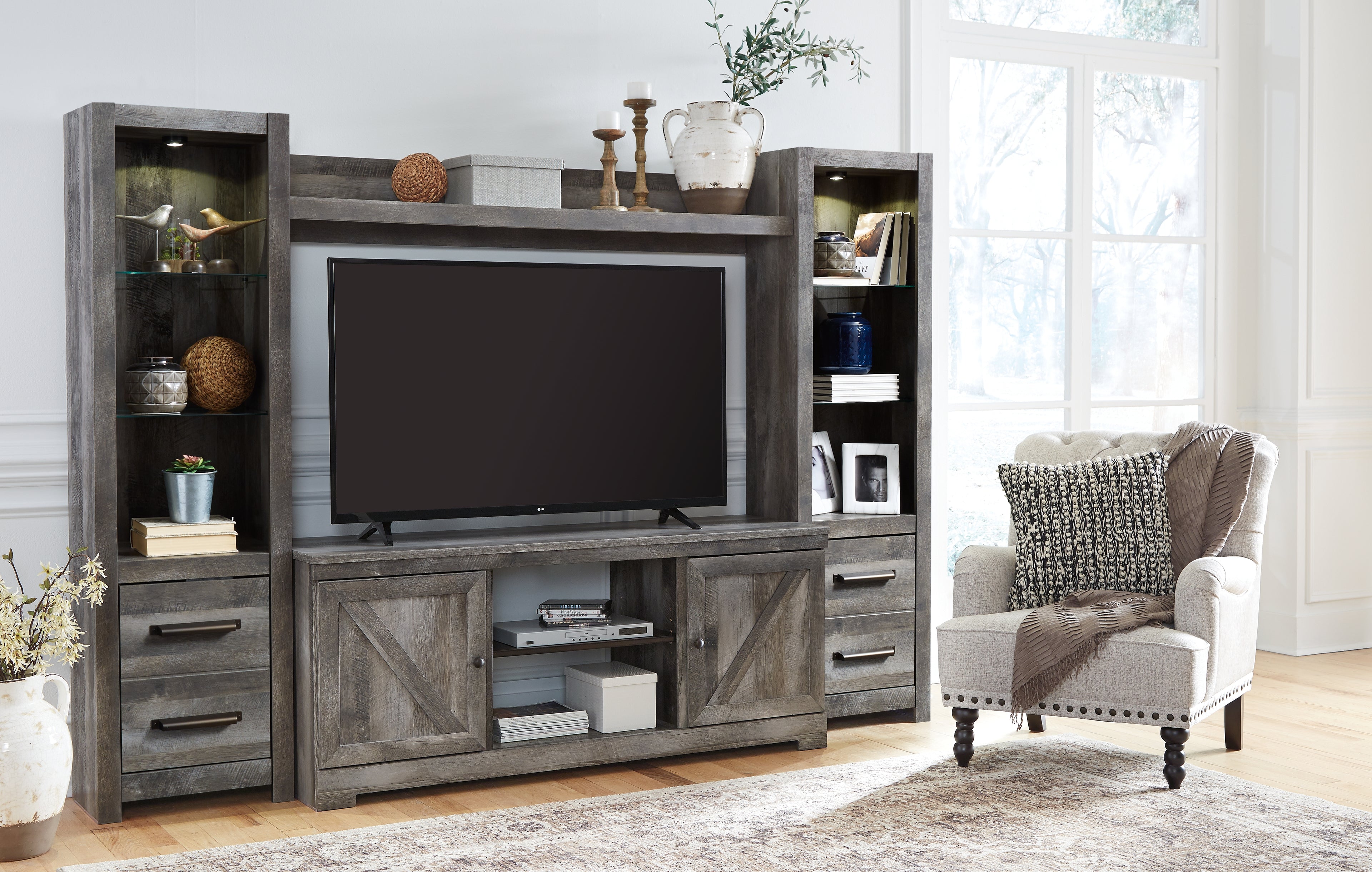 Wynnlow Gray 4-Piece Entertainment Center - W440W2