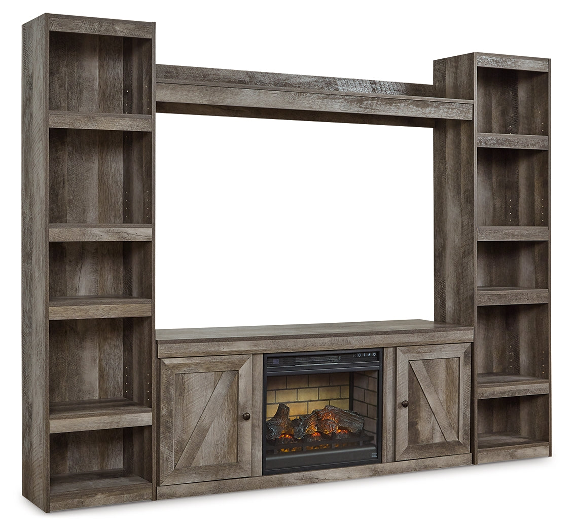 Wynnlow Gray 4-Piece Entertainment Center with Electric Fireplace - EW0440W8