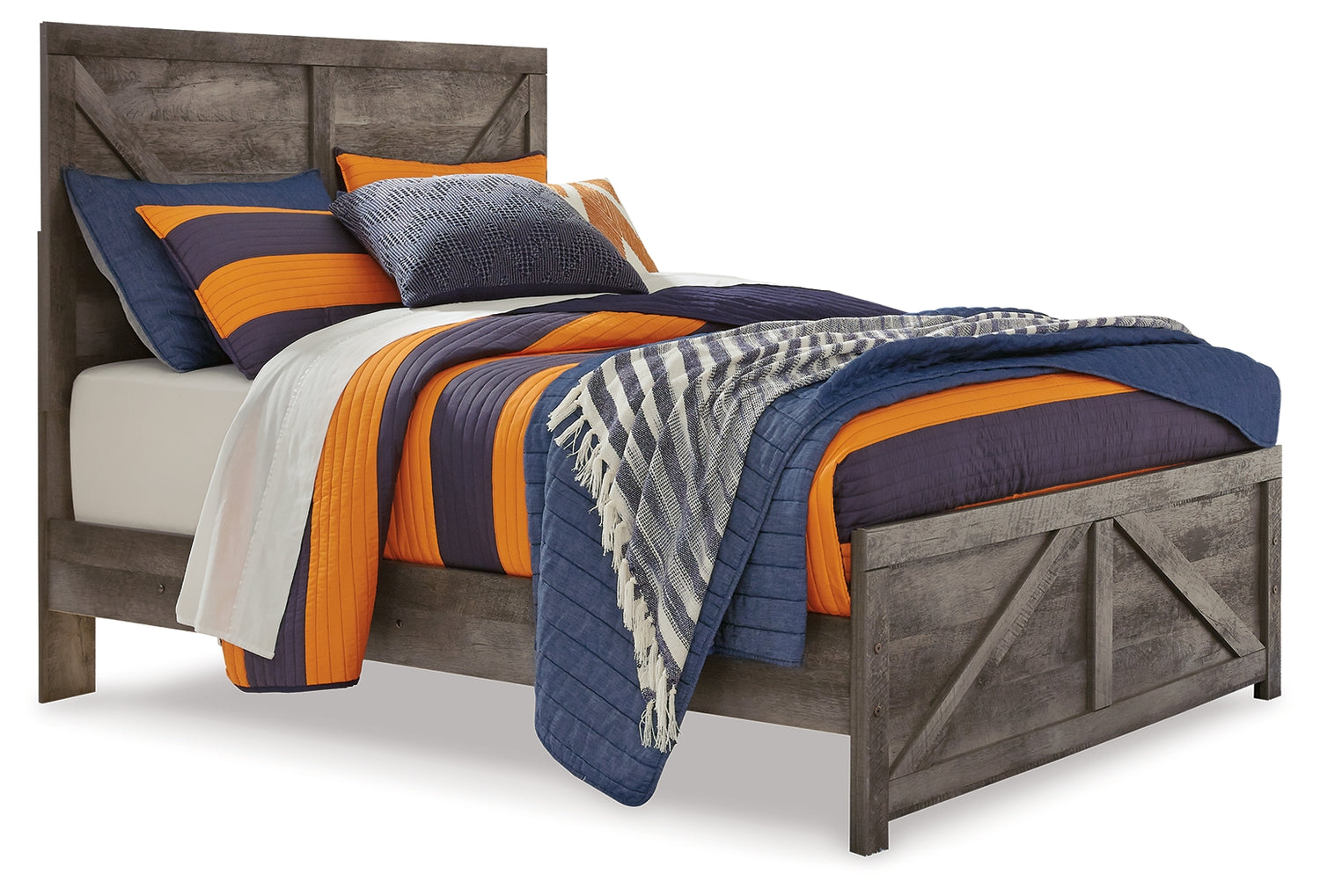 Wynnlow Gray Full Crossbuck Panel Bed and 2 Chests - B440B40