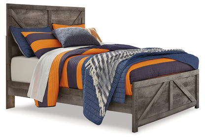 Wynnlow Gray Full Crossbuck Panel Bed and 2 Chests - B440B40