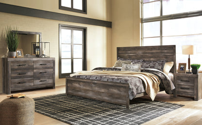 Wynnlow King Panel Bed with Mirrored Dresser and 2 Nightstands in Gray - PKG005683