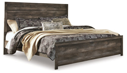 Wynnlow King Panel Bed with Mirrored Dresser and 2 Nightstands in Gray - PKG005683