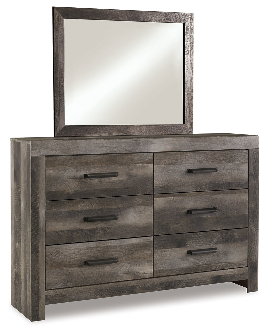Wynnlow King Panel Bed with Mirrored Dresser, Chest and 2 Nightstands in Gray - PKG006365