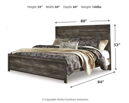 Wynnlow King Panel Bed with Mirrored Dresser, Chest and 2 Nightstands in Gray - PKG006365