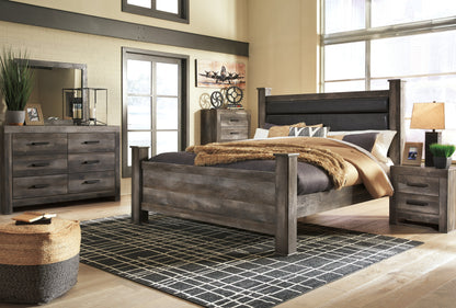 Wynnlow King Poster Bed with Mirrored Dresser and 2 Nightstands in Gray - PKG005682