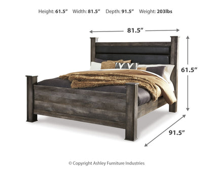 Wynnlow King Poster Bed with Mirrored Dresser and 2 Nightstands in Gray - PKG005682