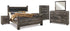 Wynnlow King Poster Bed with Mirrored Dresser, Chest and 2 Nightstands in Gray - PKG006363