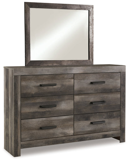 Wynnlow Queen Panel Bed with Mirrored Dresser and 2 Nightstands in Gray from Ashley - Luna Furniture