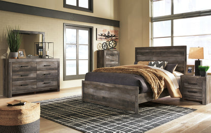 Wynnlow Queen Panel Bed with Mirrored Dresser, Chest and 2 Nightstands in Gray - PKG005408