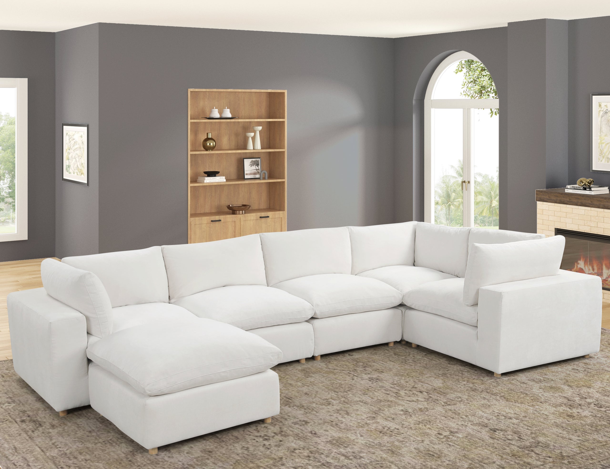 XLCLOUD BEIGE2 Sectional + Ottoman Set - XLCLOUD BEIGE2