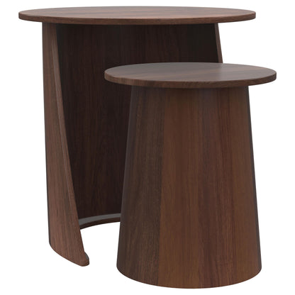 Yency 2-piece Solid Wood Round Nesting Table Mango Brown - 930330