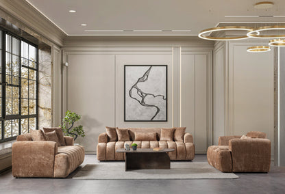 Yulia Coffee Boucle Sofa &amp; Loveseat [ETA: 11/5] - YULIACOFB-SL