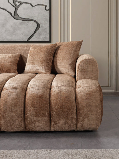 Yulia Coffee Boucle Sofa &amp; Loveseat [ETA: 11/5] - YULIACOFB-SL