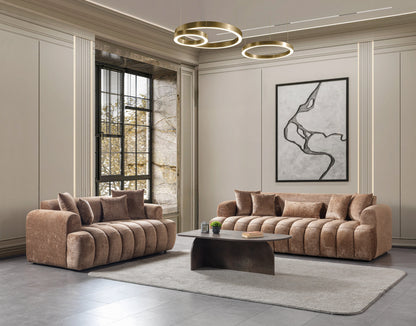 Yulia Coffee Boucle Sofa &amp; Loveseat [ETA: 11/5] - YULIACOFB-SL