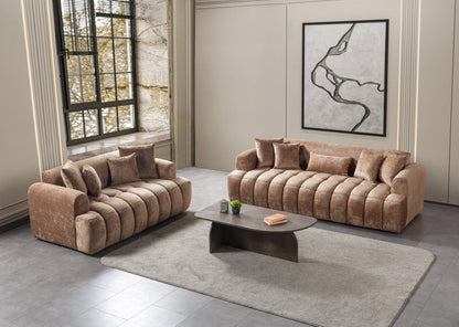 Yulia Coffee Boucle Sofa &amp; Loveseat [ETA: 11/5] - YULIACOFB-SL