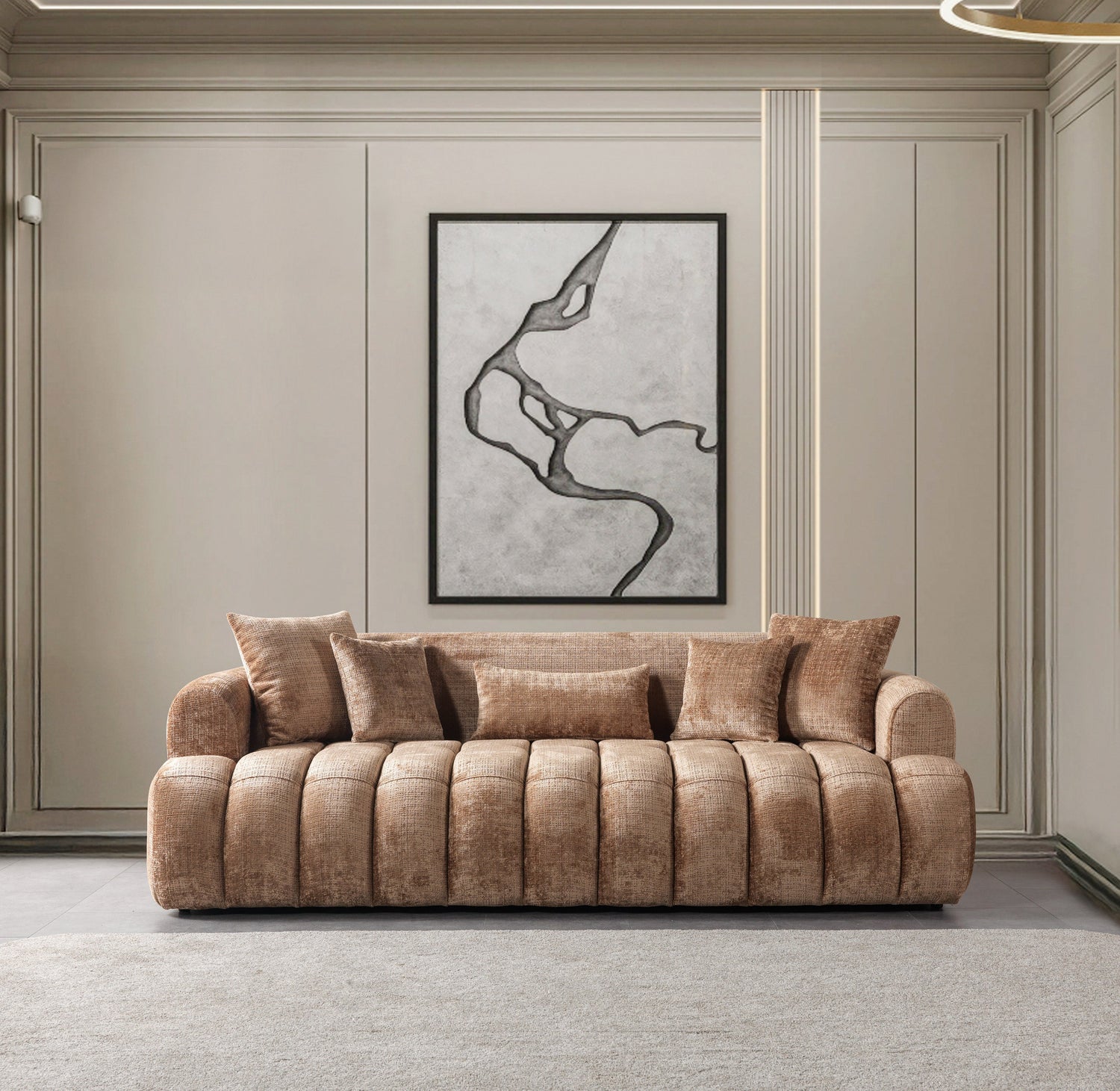 Yulia Coffee Boucle Sofa &amp; Loveseat [ETA: 11/5] - YULIACOFB-SL