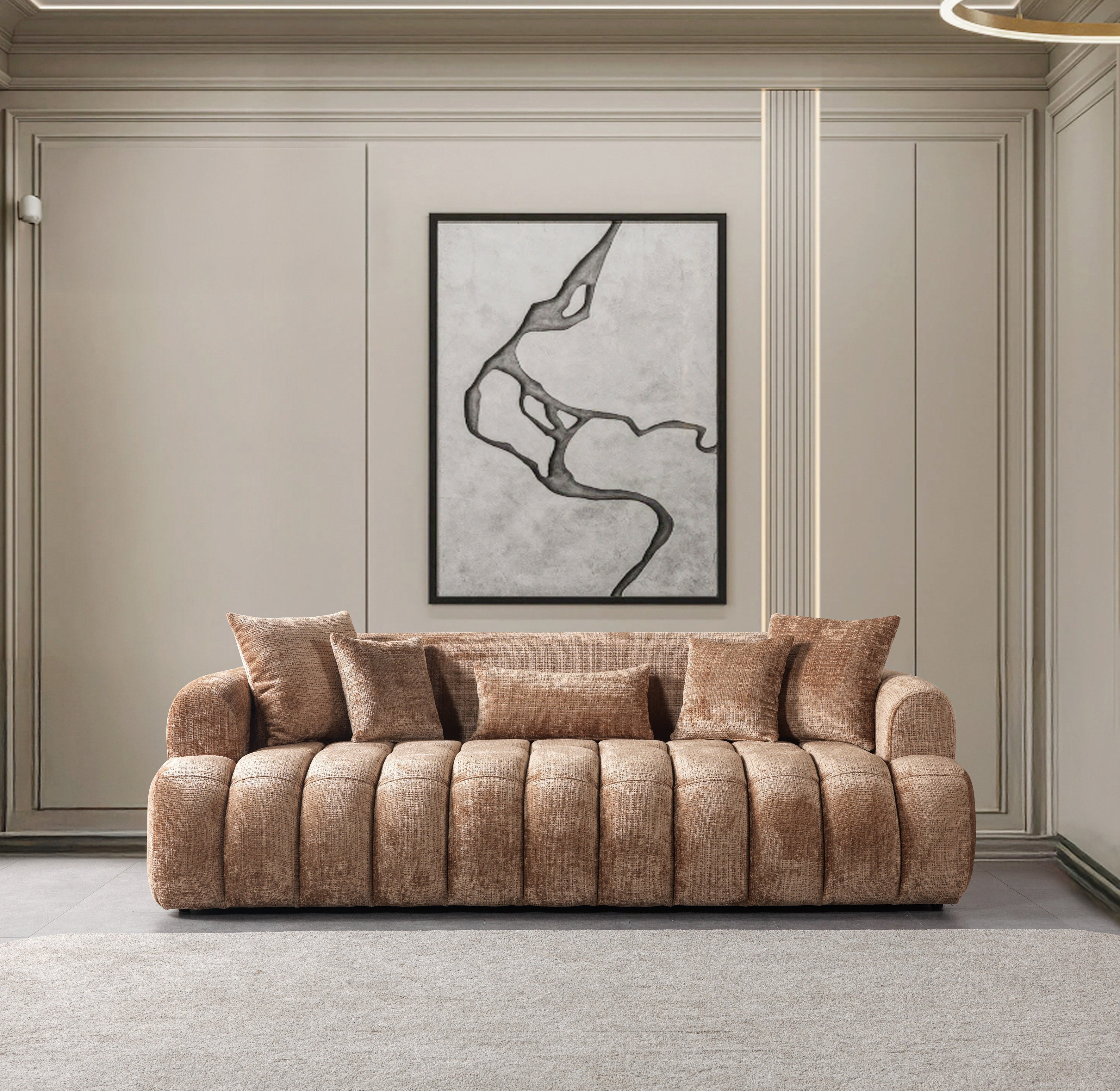Yulia Coffee Boucle Sofa &amp; Loveseat [ETA: 11/5] - YULIACOFB-SL