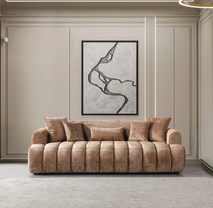 Yulia Coffee Boucle Sofa &amp; Loveseat [ETA: 11/5] - YULIACOFB-SL