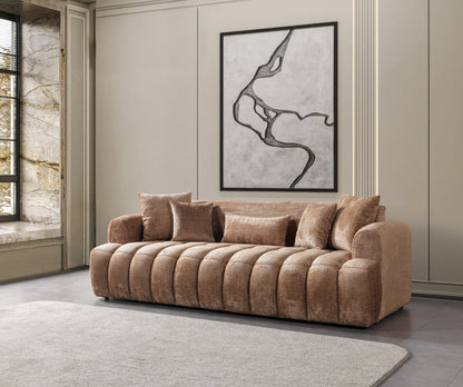Yulia Coffee Boucle Sofa &amp; Loveseat [ETA: 11/5] - YULIACOFB-SL