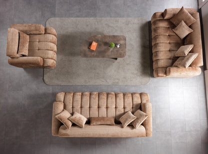 Yulia Coffee Boucle Sofa &amp; Loveseat [ETA: 11/5] - YULIACOFB-SL