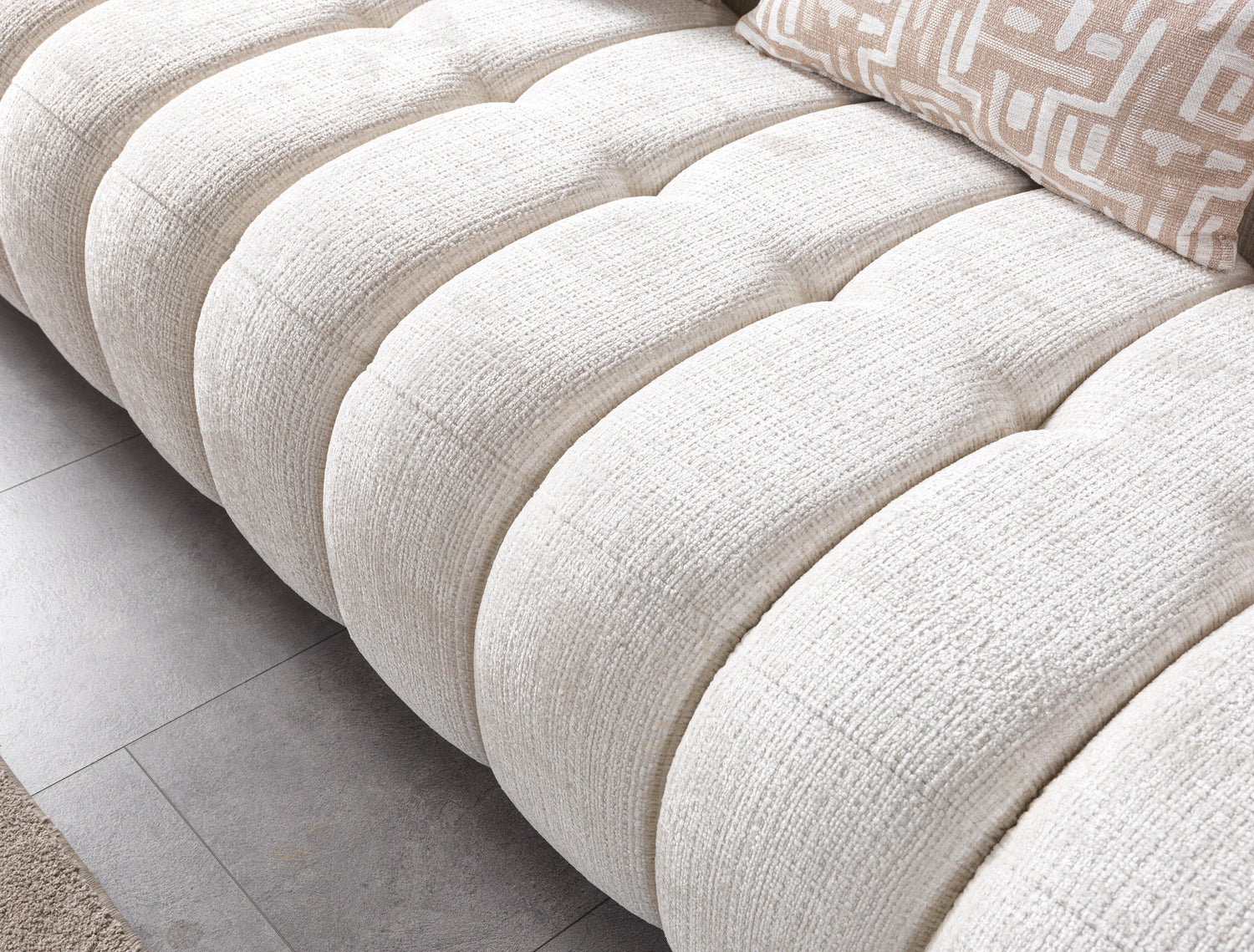 Yulia Ivory Boucle Sofa &amp; Loveseat [ETA: 11/5] - YULIAIVB-SL