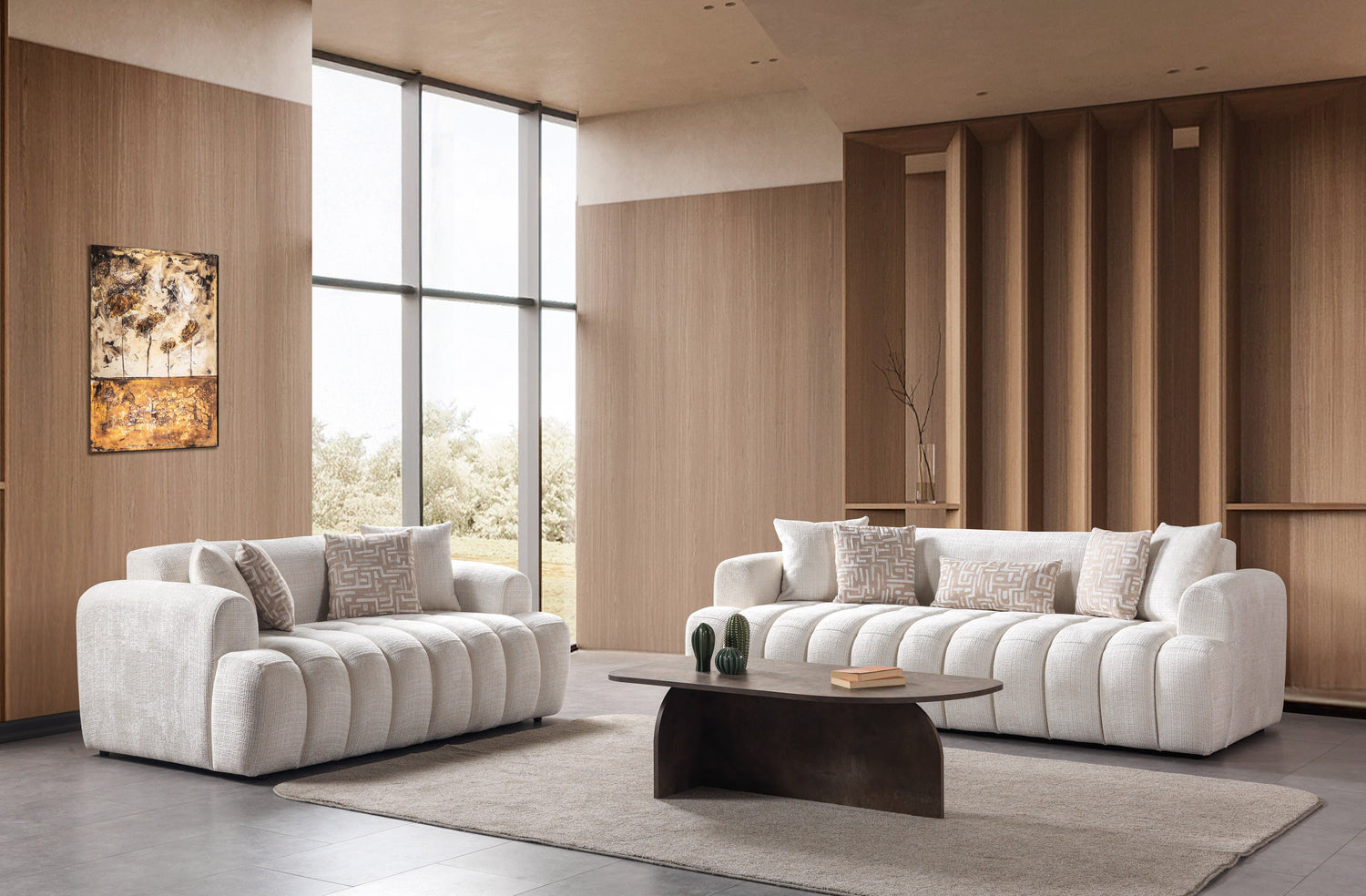 Yulia Ivory Boucle Sofa &amp; Loveseat [ETA: 11/5] - YULIAIVB-SL